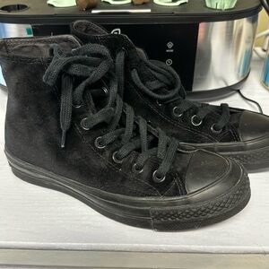 Special edition Black velour Converse highs
